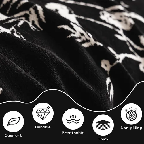 Miniatura 2 de HANDONTIME Funda para sofá para perros lavable con estampado floral de pájaros para sofás y sillones, funda de sofá negra con flores de jacquard