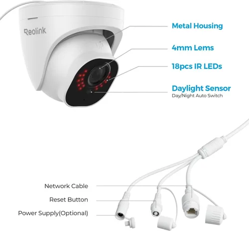 Miniatura 13 de REOLINK Cámara de seguridad para exteriores, cámara de vigilancia IP PoE, detección inteligente de seres humanos/vehículos, funciona con hogar Negro
