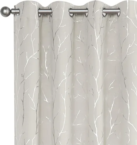 Miniatura 21 de BUHUA - Cortinas opacas blancas, cortinas plateadas, juego de 2 paneles de cortinas con ojales para dormitorio, elegante tratamiento de ventana