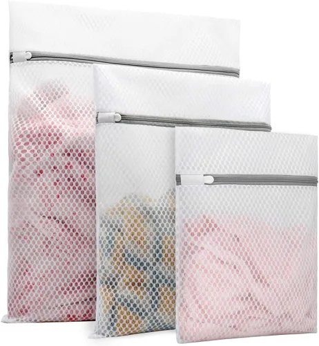 3 bolsas de malla de hexagonal para ropa delicada, 12 x 16 pulgadas