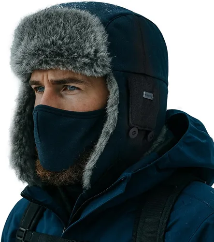 Miniatura 47 de Comhats Gran XL Trapper Trooper Caza Cálido Oído Solapa Rusia Ushanka Invierno Esquí Clima Frío Bombardero Sombreros para Hombres