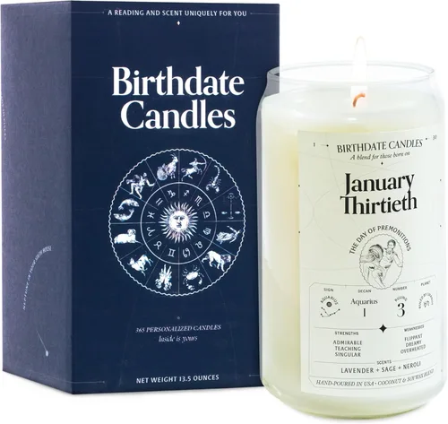 Miniatura 187 de Velas con fecha de nacimiento, 28 de octubre, velas perfumadas del zodiaco de Escorpio, regalo de cumpleaños, aroma a bergamota, canela y caoba