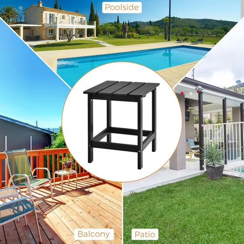 Miniatura 9 de Giantex Mesa auxiliar para exteriores, mesa auxiliar cuadrada de madera de 15 pulgadas con diseño de rejillas, construcción resistente, fácil