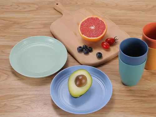 Miniatura 5 de Platos pequeños de paja de trigo irrompibles de 7 pulgadas, juego de 4 platos reutilizables, aptos para lavavajillas y microondas, perfectos