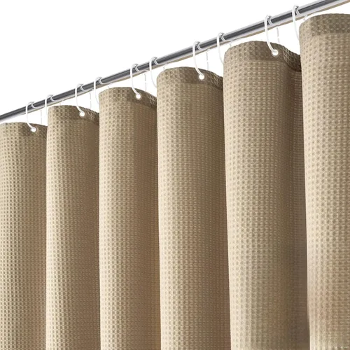 Miniatura 50 de Dynamene cortina de ducha de lino burdeos - cortinas de tela de nido de abeja texturizadas y resistentes para baño, 256GSM, juego de cortinas