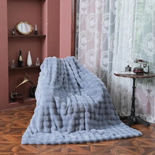 Miniatura 28 de UKELER - Manta Boho Sherpa 60" x 50" - Mantas de franela suaves y esponjosas para cama/sofá/oficina/camping A-bohemio