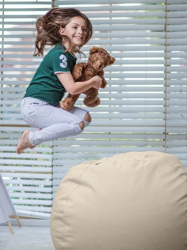 Miniatura 6 de WEKAPO Puf de almacenamiento de animales de peluche para niños, puf con cremallera rellenable para organizar juguetes de peluche, lona de algodón