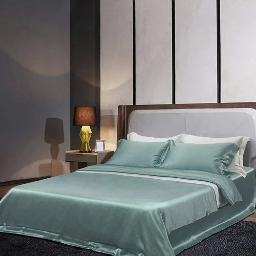 Miniatura 7 de Orose Juego de sábanas de seda Charmeuse de 4 piezas de 26 Momme sin costuras personalizadas Fundas de cama de seda de morera parte superior