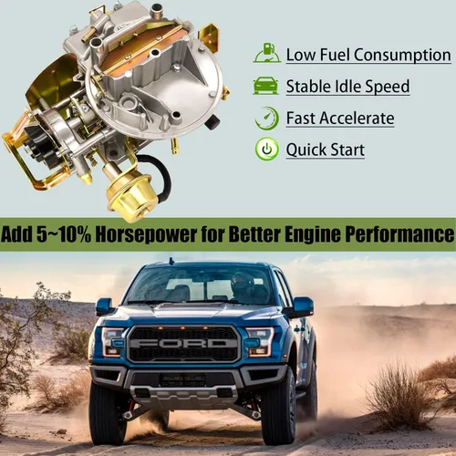 Miniatura 5 de Carburador de 2 barriles 2100 2150 Compatible con Ford F100 F250 F350 (289 302 351 Cu) y motores Jeep - Estrangulador eléctrico con junta de montaje
