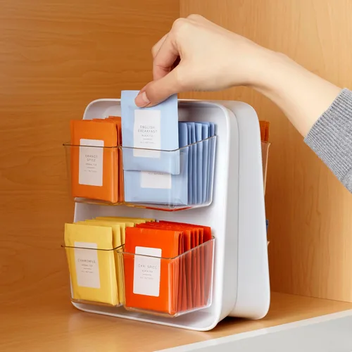 Miniatura 5 de YouCopia TeaStand - Organizador de bolsas de té con compartimentos desmontables transparentes, organizador de almacenamiento para gabinete