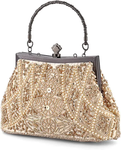 Miniatura 3 de AIJUN Bolso de noche con lentejuelas y cuentas vintage con purpurina para mujer, fiesta de los años 20, graduación, boda, cóctel