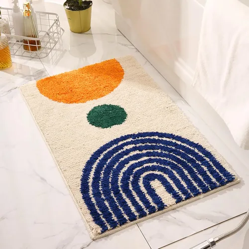 Miniatura 12 de Tapetes de baño bohemios antideslizantes geométricos, alfombras de baño esponjosas, suaves y absorbentes para baño, ducha, lavabo, hogar, entrada, L