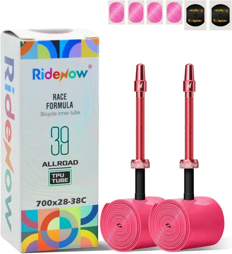 Ridenow 2-Pack Bike Inner Tube for 700/18C-28C, 700/18C-32C,700/28C-38C with 45/65/85 mm Metal &TPU Presta Valves for Road Bikes, Super Light