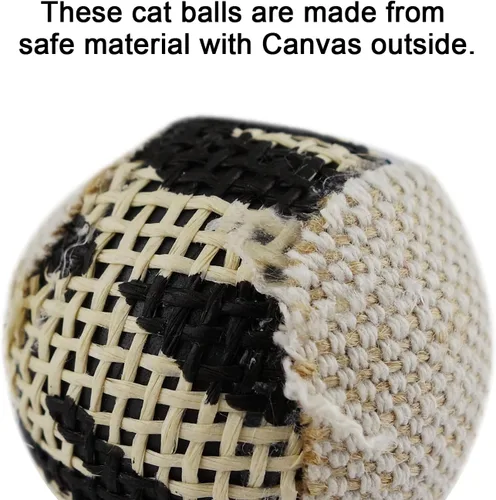 Miniatura 3 de TTcat Pelotas de lona para gatos con campana en el interior, para gatos de interior, juguetes interactivos para masticar para gatos gatitos, paquete