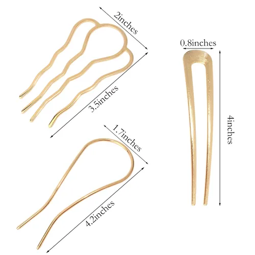 Miniatura 5 de Chanaco Horquillas francesas para mujer, accesorios para el cabello en forma de U, horquilla para peinar, horquilla de metal con peines para niñas