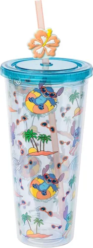 Miniatura 10 de Silver Buffalo Disney Una Loca Aventura de Goofy con Goofy, Max Goof, Roxanne y Bobby Zimuruski - Vaso de plástico para bebidas frías con tapa