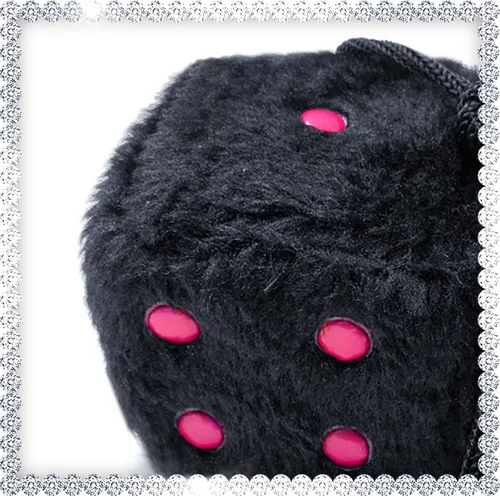 Miniatura 8 de Dados Peludos Negros Accesorios para Automóvil – Accesorios de Coche de Felpa Rosa Lindos para Interior – Adornos Decorativos Colgantes de Felpa