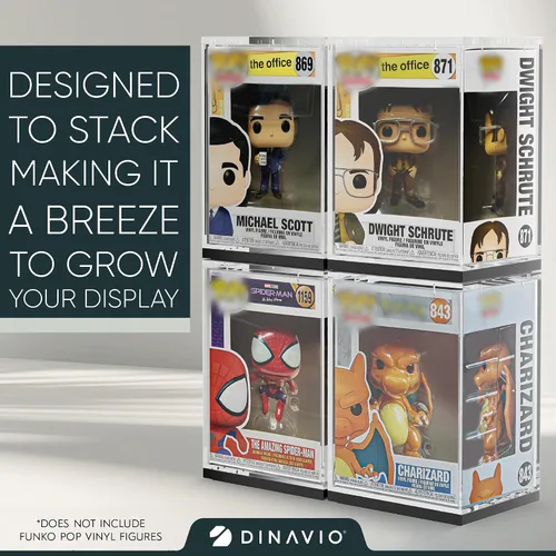 Miniatura 3 de Dinavio Crafthouse Funko Pop Protector – vitrina de acrílico – Diseño apilable resistente – Estuche de 0.157 in para figuras de vinilo de 4 pulgadas