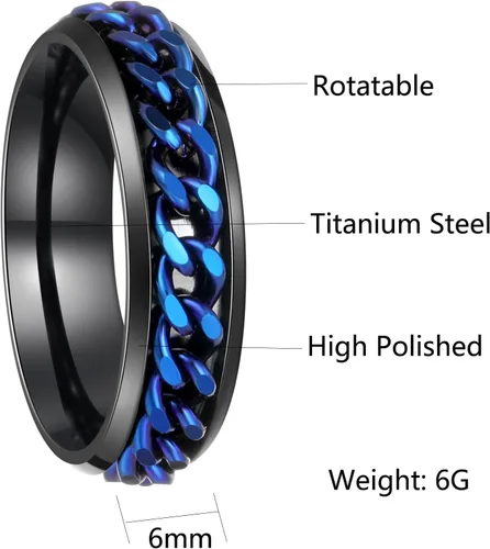 Miniatura 91 de Anillos giratorios para la ansiedad para hombre, anillos clásicos de cadena para mujeres y adultos, anillo de acero de titanio