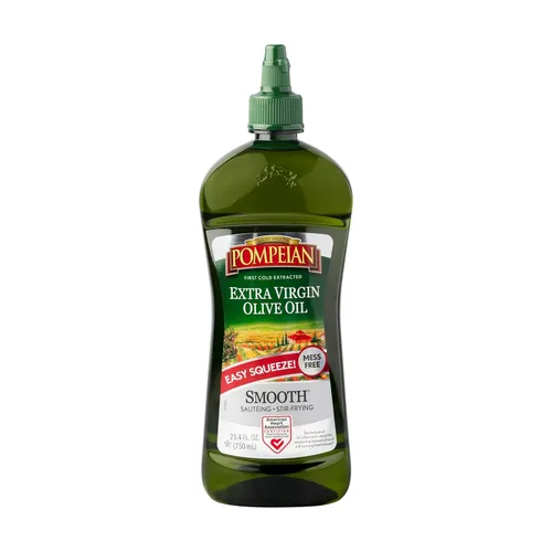 Pompeian Easy Squeeze - Aceite de oliva virgen extra suave, 25.4 onzas líquidas, primer aceite de oliva prensado en frío para cocinar, sabor suave