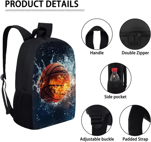 Miniatura 135 de HUGS IDEA Los animales frescos 3D niños escuela libro bolsa niños impresión mochilas, Baloncesto, Moderno