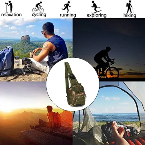 Miniatura 6 de Mochila táctica para el hombro, pequeña, para exteriores, para hombres, viajes, senderismo, camping, mochila para Rover, color negro Camuflaje jungla