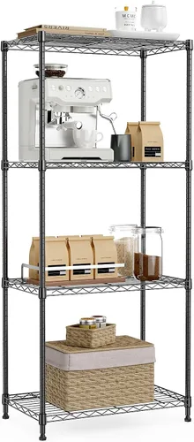 Miniatura 14 de IZEUK Estantes de almacenamiento de metal cromado de 5 niveles, estantería de alambre ajustable para cocina, baño, despensa, oficina, garaje, Cromo