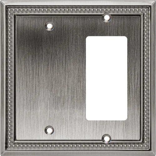 Miniatura 27 de Henne Bery Sunken Pearls - Placa de pared decorativa resistente para interruptor, cubierta para tomacorrientes (doble dúplex, níquel satinado)
