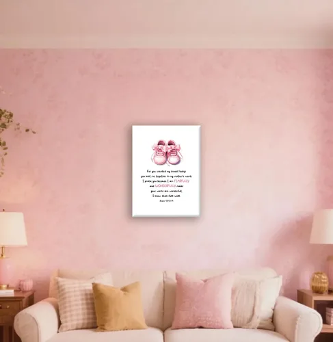 Miniatura 6 de Redland Art Decoración para Guardería de Niña, Arte de Pared en Lienzo Rosa con Escrituras para Habitación de Recién Nacida, Niñas, Habitación