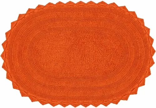 Miniatura 48 de Royal Blaze Tapete de baño de algodón rojo, reversible, pequeño ovalado de 18 x 26 pulgadas, lavable y decorativo