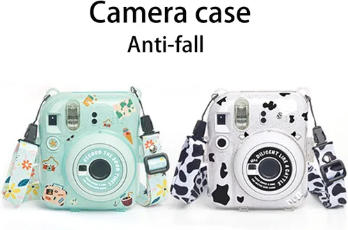 Miniatura 5 de Yitengteng Funda de cristal transparente con purpurina para cámara Fujifilm Instax Mini 12, funda protectora ajustable para cámara de PC