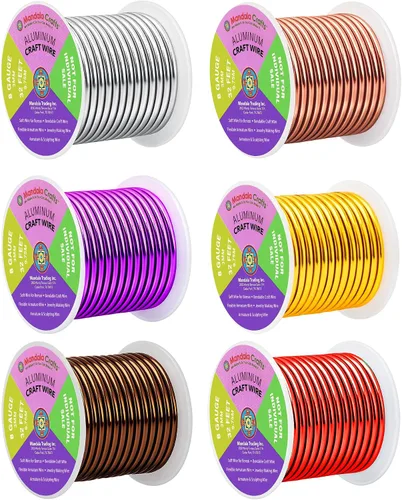 Miniatura 268 de Mandala Crafts - Alambre de aluminio anodizado de 8 calibre para hacer joyas - 9.75 m de alambre flexible negro colorido - Flexible para bonsái