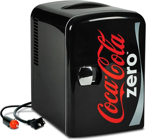 Coca-Cola Zero CZ04 - Enfriador portátil de 4 litros/4.2 cuartos de galón para 6 latas, mini refrigerador, bebidas, alimentos para bebés, cuidado de