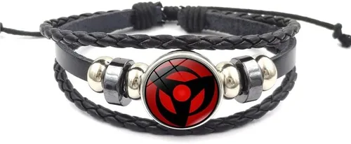 Miniatura 6 de Pulseras de cuero de Narutos de anime, Uchiha Sharingan Rinnegan Eye Itach Kakash, vidrio