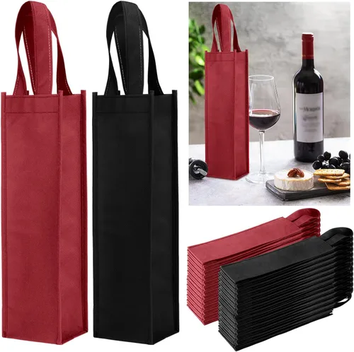 Abbylike 48 bolsas de regalo de vino coloridas a granel, bolsas de regalo de vino no tejidas, bolsas de regalo de vino reutilizables con asa para