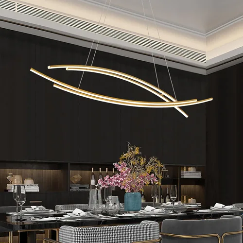 Miniatura 12 de Candelabro LED moderno de níquel, 4 luces regulables, iluminación colgante de techo para comedor, sala de estar, cocina, isla, dormitorio, 4