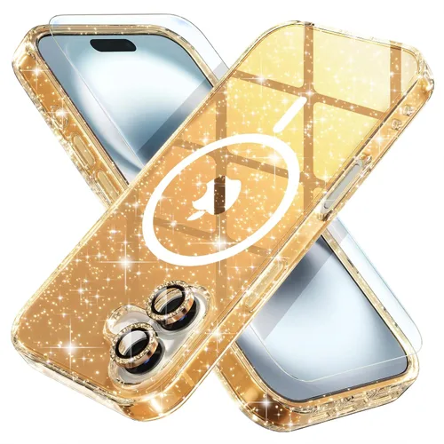 Miniatura 47 de Choiche Funda magnética para iPhone 15 Pro Max, funda transparente con purpurina brillante para mujer
