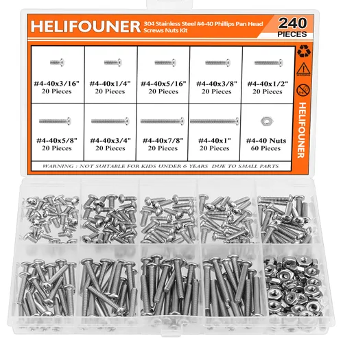 Miniatura 32 de HELIFOUNER 65 piezas de 5 tamaños de acero inoxidable 304 1/4-20 x 3/8 pulgadas 1/2 pulgadas 5/8 pulgadas 3/4 pulgadas 1 pulgada UNC cabeza de botón