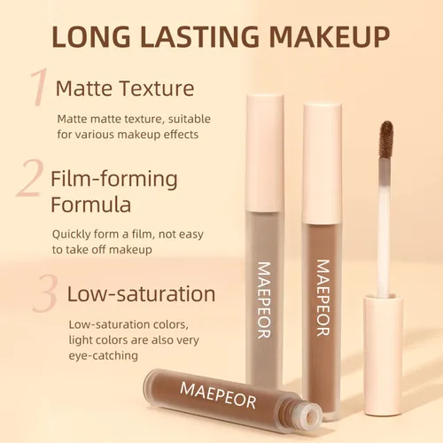 Miniatura 7 de MAEPEOR Sombra de ojos líquida mate 8 colores neutral desnuda suave sombra de ojos ligera de alto pigmento e impermeable sombra de ojos líquida