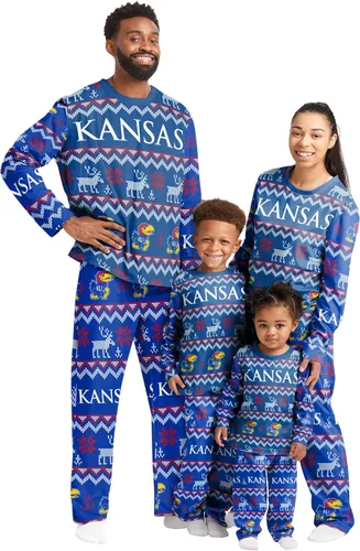 Miniatura 34 de FOCO NCAA para mujeres - Conjunto de pijamas familiares navideños a juego con patrón feo del equipo universitario de la NCAA Patrón feo navideño