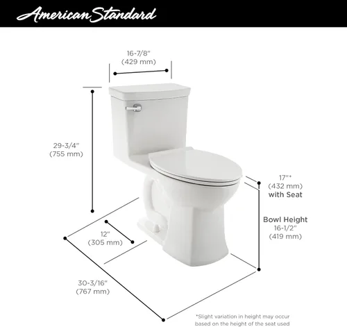 Miniatura 3 de American Standard 2922A104.020 Townsend VorMax - Inodoro alargado de una pieza con asiento, altura derecha, color blanco
