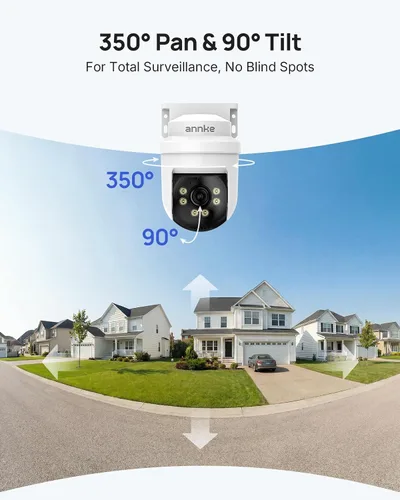 Miniatura 4 de ANNKE Sistema de cámara de seguridad con cable PT de 5MP para exteriores con visión nocturna, audio unidireccional, DVR Lite de 8 canales 3K y 8