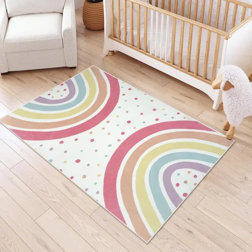 Miniatura 21 de STARUIA Alfombra lavable de arco iris para guardería de niñas, alfombra pequeña de 3 x 5 pies, alfombras de área coloridas para dormitorio de niños