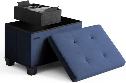 Miniatura 39 de Cubo otomano de almacenamiento con cubo pequeño, otomana cuadrada de 15 pulgadas con almacenamiento para sala de estar y dormitorio, reposapiés