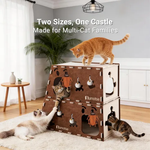 Miniatura 3 de Cueva de fieltro para gatos de interior, túnel modular escondite para gatos grandes de hasta 22 libras, acogedor condominio de fieltro lavable