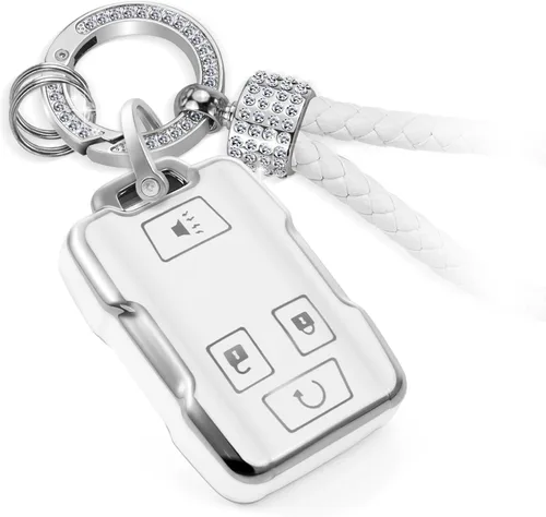 Miniatura 51 de para llavero de Cadillac con funda de TPU con superficie granulada y cuerda trenzada metálica, funda de llavero mejorada para 2020 en adelante CT4