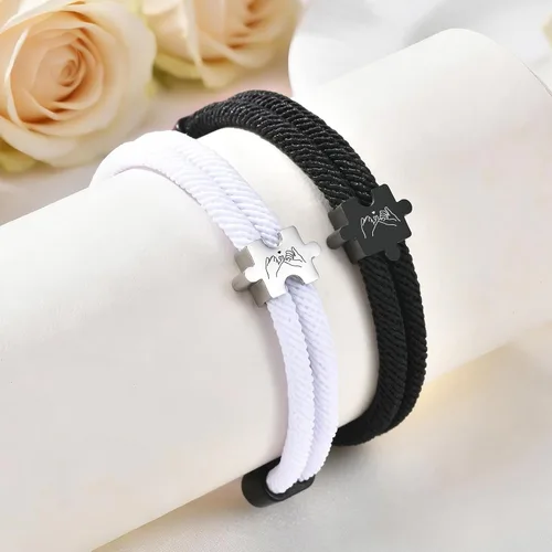 Miniatura 5 de Pulseras para parejas para él y ella: To My Love His Hers Pinky Promise - Juego de pulseras de cuerda a juego para hombres, mujeres, novio, novia