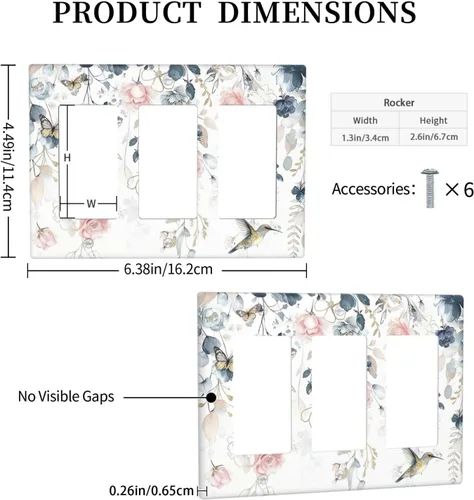 Miniatura 22 de Decorative Outlet Covers Blue Background White Cat Daisy Floral 2-Gang 1-Gang Wall Plate Single Toggle/Rocker Farmhouse Style Light Switch Covers