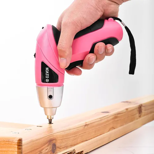 Miniatura 3 de ELEVON Juego de 27 destornilladores eléctricos rosados, destornillador eléctrico inalámbrico con juego de taladro, pistola de tornillo de mano
