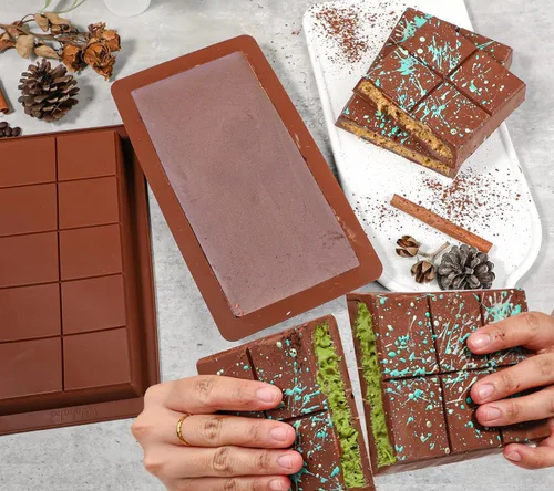 Miniatura 6 de Webake The Original - Moldes de barra de chocolate profundo, 2 unidades, moldes de barra de chocolate Dubai de silicona platino de 1 pulgada